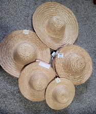 Lot of 13 Craft STRAW Hats new, most with tags 9", 10", 12", 14", 16"
