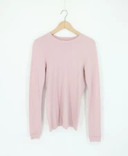 ENZA COSTA Bold Long Sleeve Crew Top Pink Crystal M $125 D1