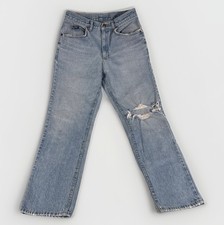 Vtg 90s Lee Jeans Distressed Knee 33x32 5 Pocket Light Blue USA Blue Tag