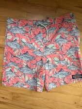 Vineyard Vines Chappy Swim Trunks Boys Size Large 16 Mesh Lining Fish Print