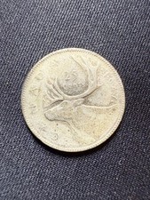 1947 Maple Leaf Canada Silver 25 Cents Coin King George
