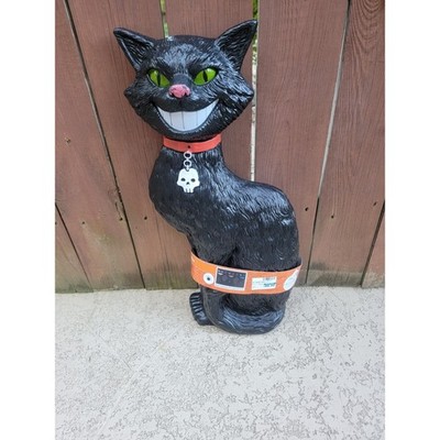 Spooky Village Halloween Blow Mold Lighted LED Cat Color Changing Face VIDEO 24''