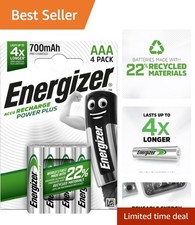 Power Up with Accu Recharge Power Plus 4-Pack AAA Batteries - 700 mAh Capacity 12.27 per battery
