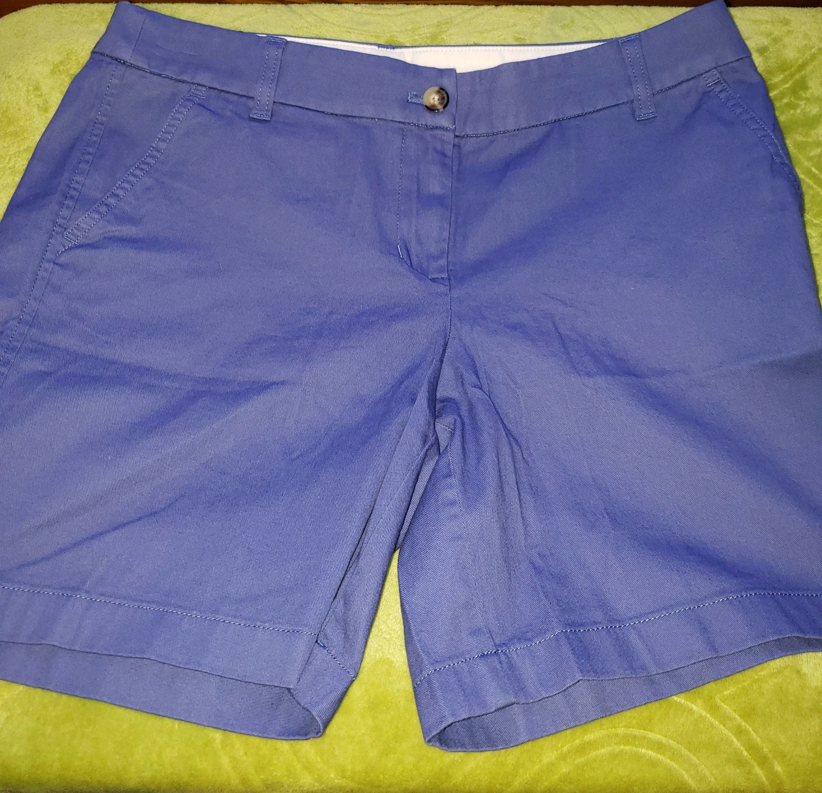 NWT J Crew 7" Classic Flat Front Chino Preppy Classic Shorts Cotton Size 12 Blue