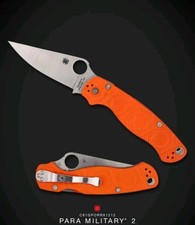 Rare Spyderco Paramilitary 2 Cpm Rex 121 Exclusive Para Orange Hex G10