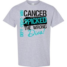 Inktastic Cancer Picked The Wrong Diva Ovarian Cancer T-Shirt - HDD Awareness