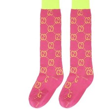 Gucci Pink and Yellow GG Logo Socks