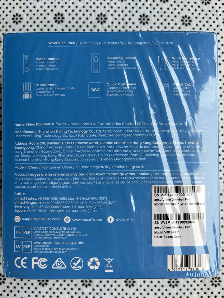 Aosu V8P1AX11 Video Doorbell Pro and WiFi Home Base 2K QHD Space Gray New Sealed - Image 4 of 4