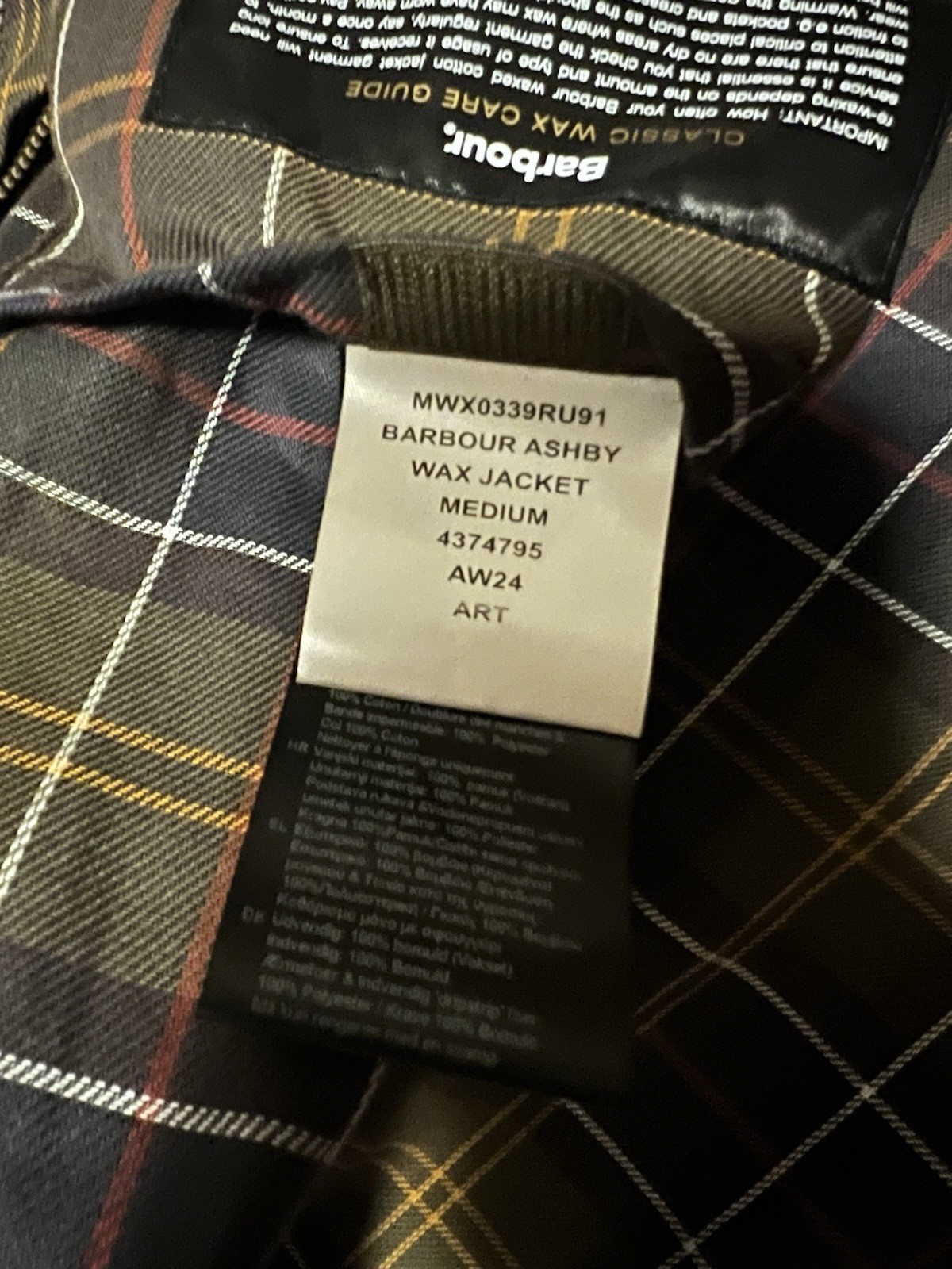 Men's  Barbour Ashby wax jacket  size medium color dark Brown image 9