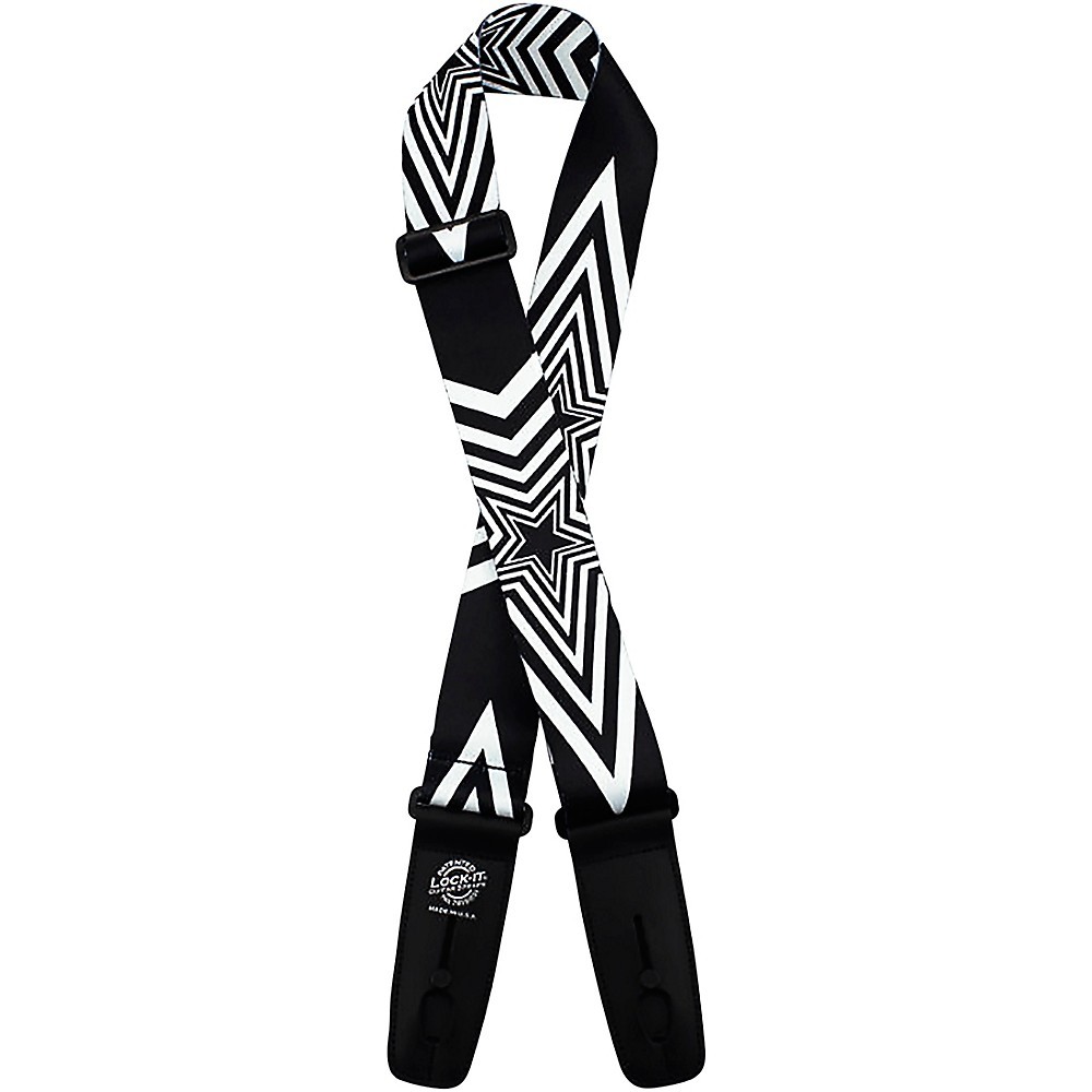 Lock-It Straps Polymer Plush 2 Locking Guitar Strap Big Star BlackWhite 5590₽