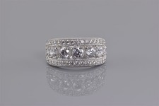 Sterling Silver Cubic Zirconia Clustered Accented Statement Band Ring 925 Sz: 8