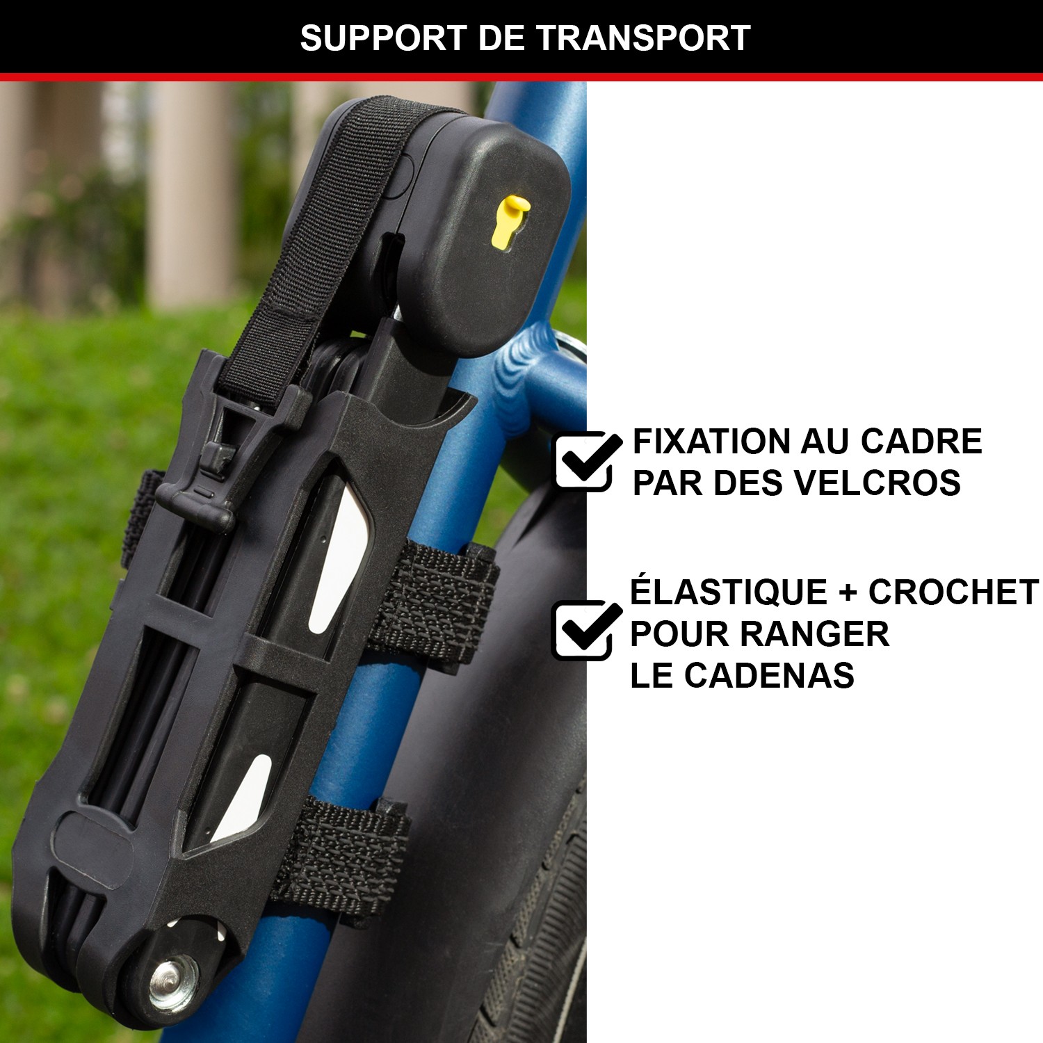 Antivol vélo pliable Master Lock noir en acier cémenté avec support de cadre - 4