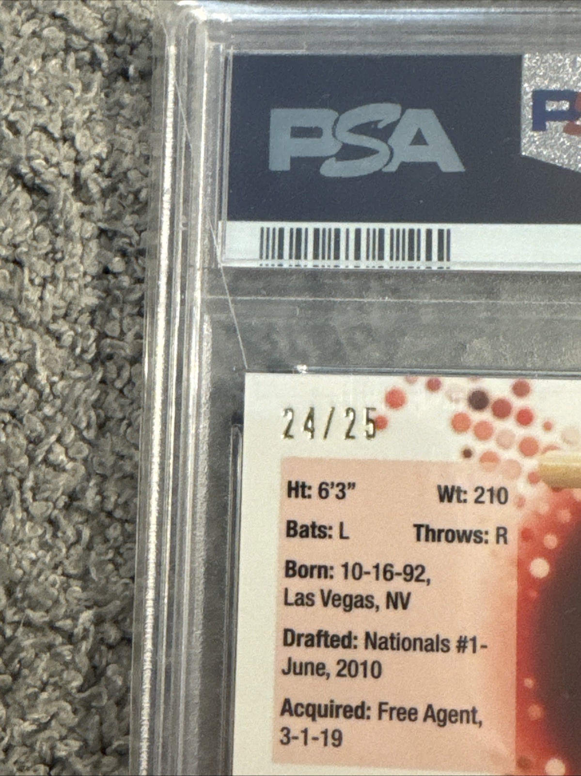 Bryce Harper 2022 Topps Pristine #96 Orange Refractor #/25 - PSA 10 - GEM MINT view 3