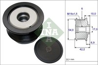 1X Ina 535 0188 10 Generatorfreilauf FüR Opel Vauxhall Saab