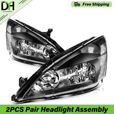 2pcspair For 2003-2007 Honda Accord Coupe Black Clear Headlight Headlamp Assy 2pcspair For 2003-2007 Honda Accord Coupe Black Clear Headlight Headlamp Assy