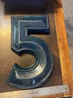 Vintage 1970s Blue Gas Gasoline Station Sign Letter / Number “5”
