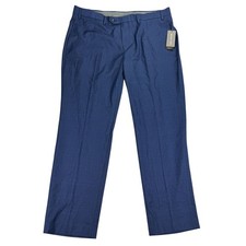 Michael Kors Mens Marvin Classic Fit Plaid Stretch Dress Pants Navy Blue 38x30