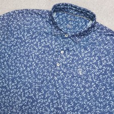 Johnnie-O Polo Golf Shirt Men's XL Blue Floral Print Performance Stretch