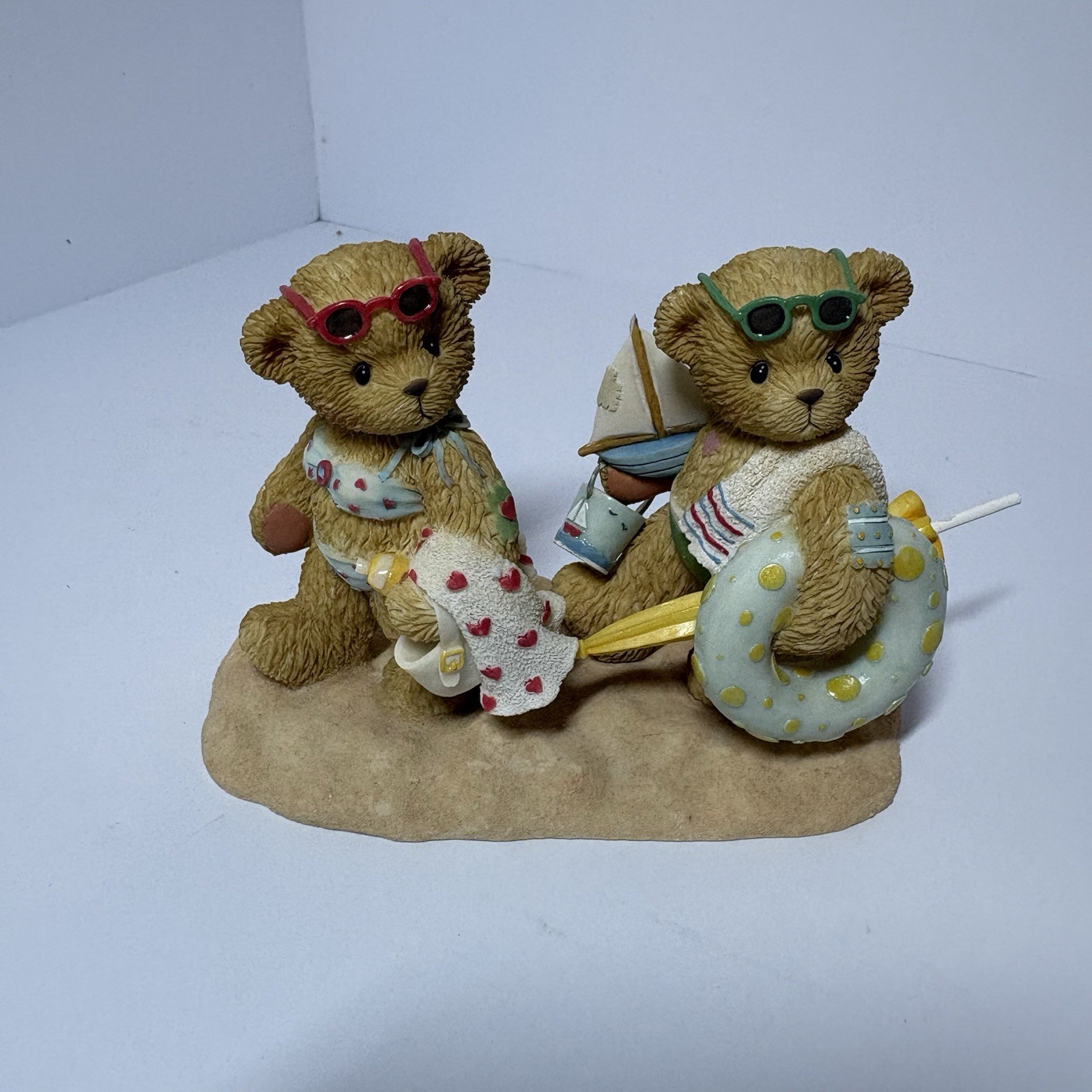 Cherished Teddies Marilyn & Blair Ready For Fun In The Sun #111693 w/ Small Chip