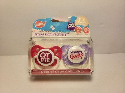 Ulubulu Expression Pacifier Set 0-6 Months Silicone NOS Pink Purple Girl Mommy