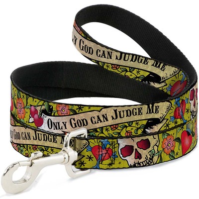 Dog Leash Only God Can Judge Me Yellow NARROW 0.5''