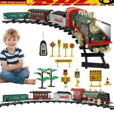 UNBEKANNT Elektrische Spielzeug Eisenbahn Set mit Licht und Sound Zugset mit Schienen