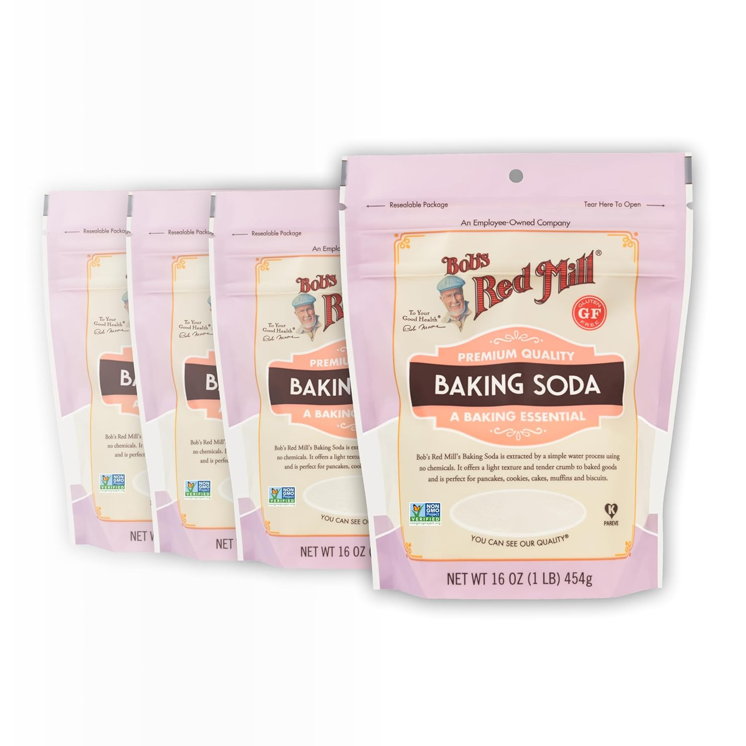 (Pack of 4) Bob's Red Mill Baking Soda,Non GMO, Vegan, Paleo Friendly,(16 oz )