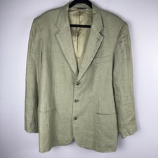 Vintage Gap Blazer Men's Large Sage Green 100 Linen 3 Button Jacket Sports Coat