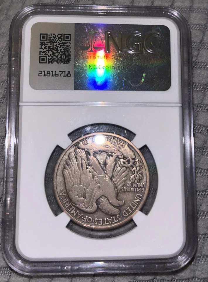 1916 S Walking Liberty Silver Half Dollar VF25 - Image 3 of 3