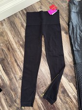 Spanx Zippered Look at Me Now Leggings Womens Size Medium Black Athleisure NWT