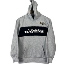 NFL Team Apparel Baltimore Ravens Kids Gray Hoodie Sweatshirt Size 14-16 L