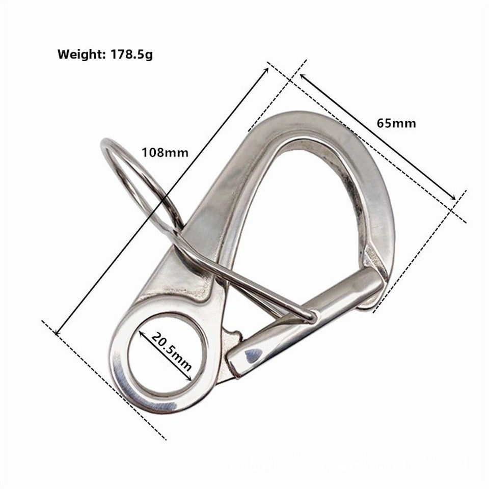 316 SS Spring Hook Double Lock Safety Snap Hook 108mm x 65mm for Rope ...
