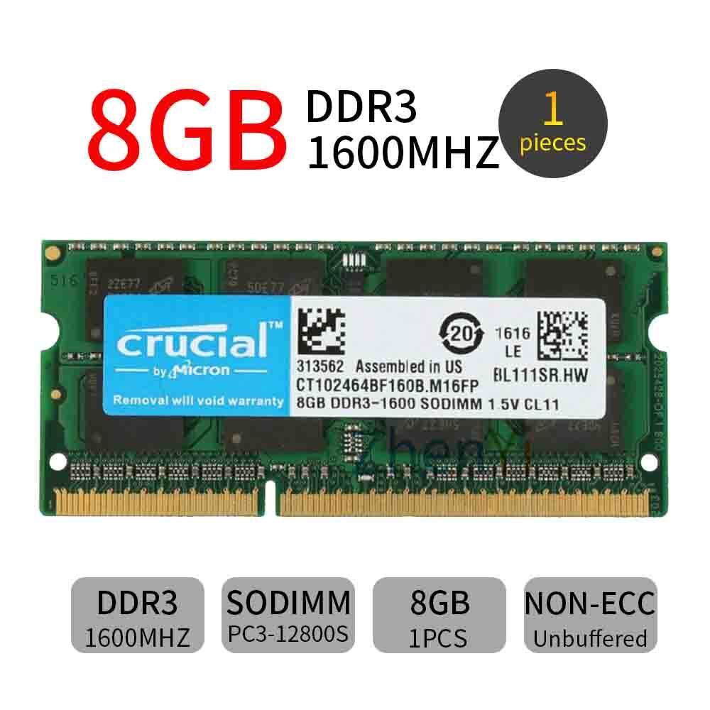 Crucial 8GB DDR3 1600MHz PC3-12800 SODIMM 2Rx8 204Pin Laptop Crucial 8GB DDR3 1600MHz PC3-12800 SODIMM 2Rx8 204Pin Laptop