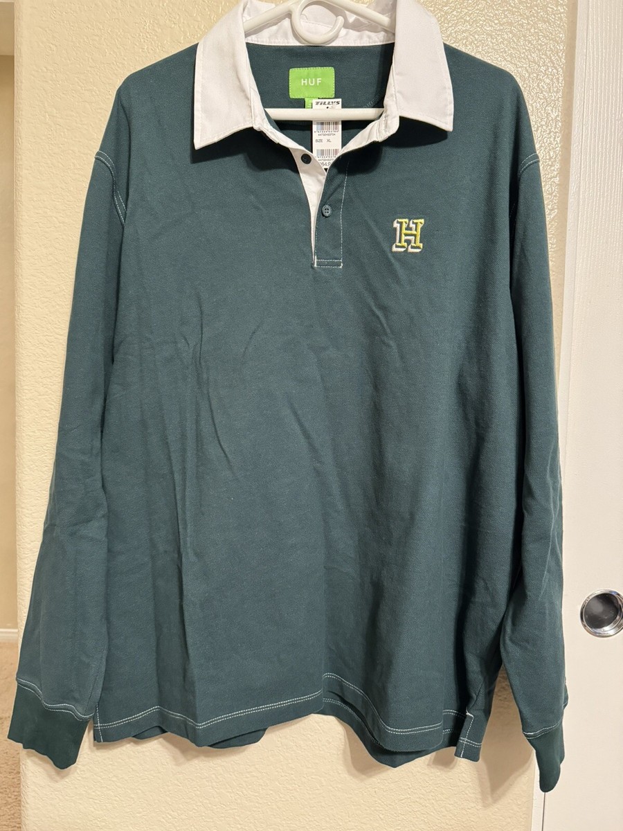HUF Longden Long Sleeve Polo Shirt XL ポロシャツ HUF Longden Long Sleeve Polo Shirt Green Men Size XL NWT | eBay
