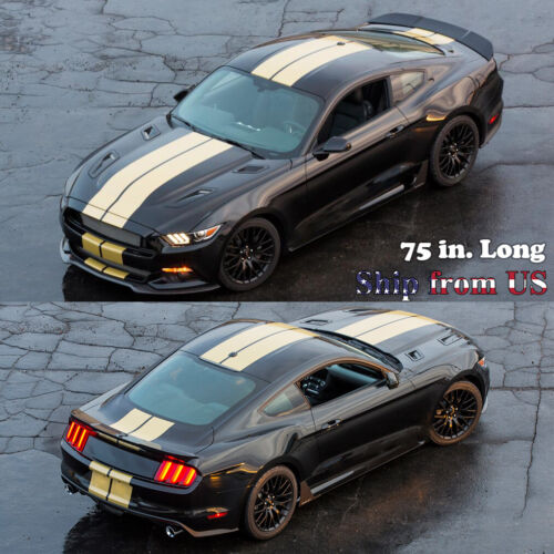 75" x 17" Racing Stripe Hood Roof Body Trunk Stickers for Sports Car Decor Gold