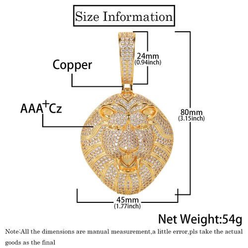 Anhänger Halskette Strass Löwenkopf Schmuck hochwertige Kette Geschenk - Bild 4 von 15