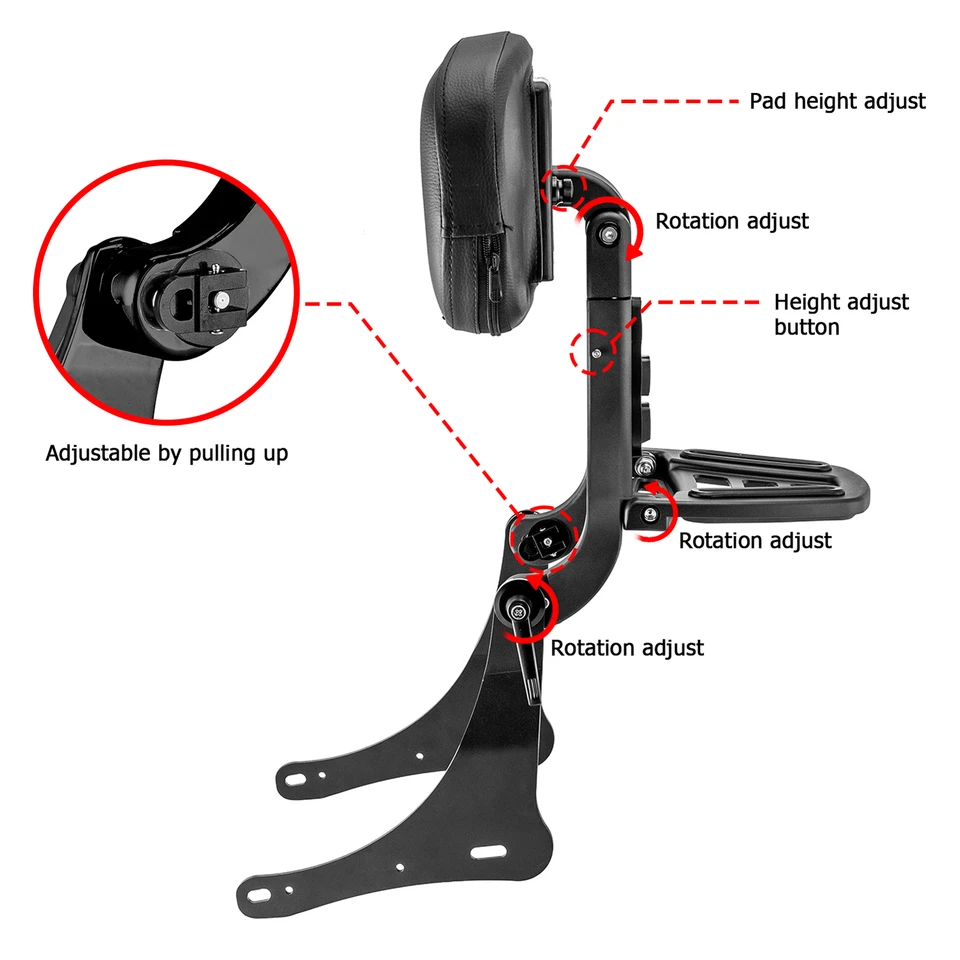 Respaldo multiusos negro barra Sissy para Kawasaki Vulcan S EN650 2017-más tarde Foto 2 de 4