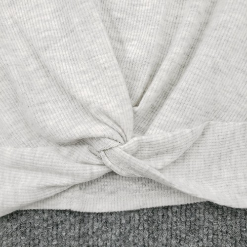 Arizona T-Shirt Womens L Large Gray Heather Cropped Knot Front Ribbed NEW - Picture 8 of 12