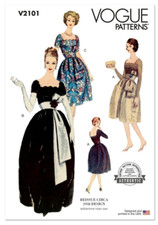 Vintage 1950's Vogue Pattern Miss/Women Evening Ball Gown, Cocktail Dress V2101