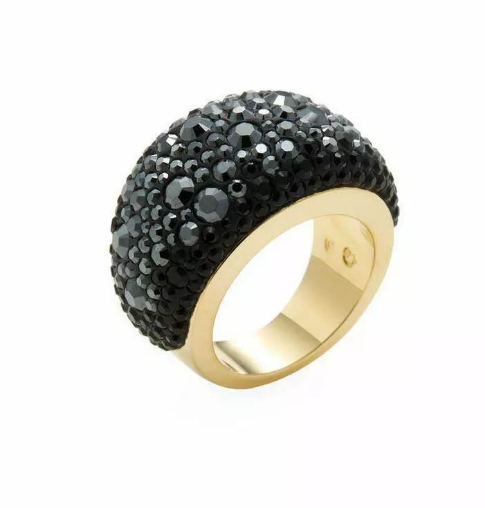 NIB 180 Swarovski Mini Chic Ring Black Gold Size 52 6 55 7 58 8 60 9