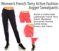 Women's Casual Jogger Sweatpants - Lightweight French Terry Pockets Active