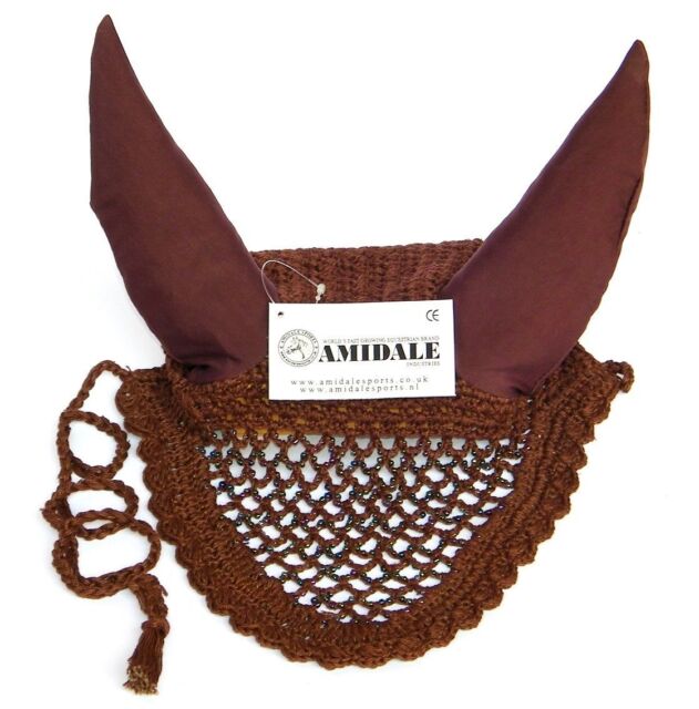 AMIDALE EAR NET FLY VEIL HORSE RIDING BROWN COLOR WITH MULTI COLOUR BEADS AMIDALE EAR NET FLY VEIL HORSE RIDING BROWN COLOR WITH MULTI COLOUR BEADS