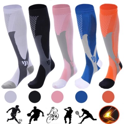 3 Pairs 30-40 mmHg Compression Socks - Knee High Support for Running & Sports US