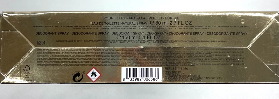 Benetton - Juego de 2 piezas Colores Azul Para Ella - Perfume EDT 2,7 OZ, 5,1 OZ Desodorante Foto 2 de 2