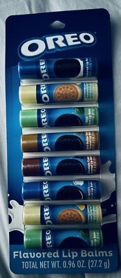 OREO 8 Flavored Lip Balms .96oz Lemon Mint Peanut Butter Birthday Cake Chocolat