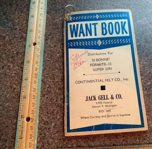 WANT BOOK JACK GELL AND CO. CONTINENTAL FELT CO. DETROIT user graph VINTAGE RARE