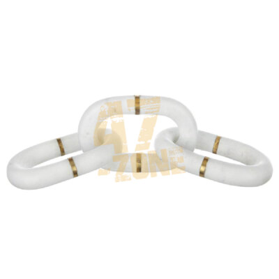 White Marble Chain w/ Brass Inlay Gold Indoor Outdoor Tabletop Home Decor