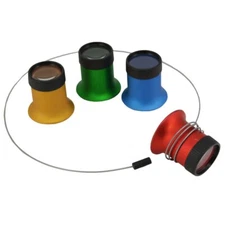 Set of 4 Eye Loupe Magnifier Color Coded Aluminum with Headspring