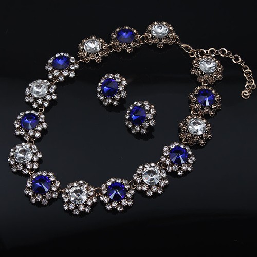 2pcs Crystal Zircon Wedding Party Necklace Earrings for Women Bridal Jewelry Set - Picture 139 of 476