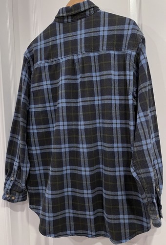 Moose Creek Plaid Flannel Shirt Men's XL-Tall Button Up Heavy Cotton Blue Green - Picture 21 of 24